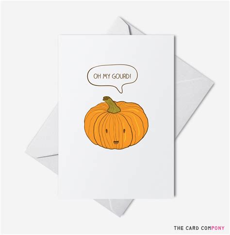 Oh My Gourd Funny Autumn Pumpkin Pun Card Etsy Uk Pun Card Cards