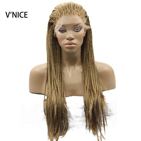 Honey Blonde Micro Braid Wig 27 Color Synthetic Lace Front Wig Heat
