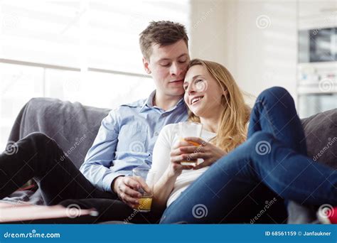 Young Couple Enjoying Themselves Stock Image Image Of Interior Juice