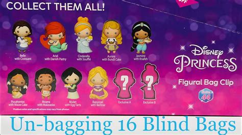 Un Bagging 16 Blind Bags Of Disney Princess Figural Bag Clip Series 44