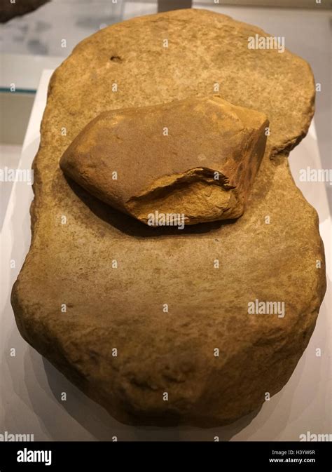 Saddle Quern With Rubbing Stone Used For Grinding Grain From Wales