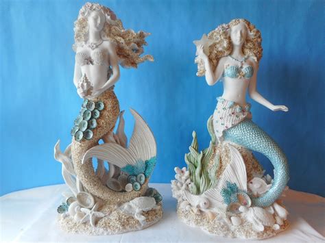 Seashell Mermaid Statue Mermaid Decor Mermaid Etsy