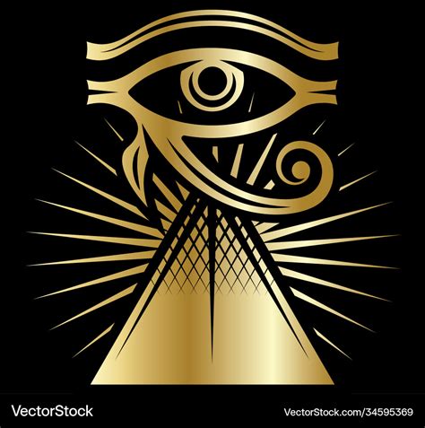 Eye Horus With Rays Sun And Pyramid Royalty Free Vector