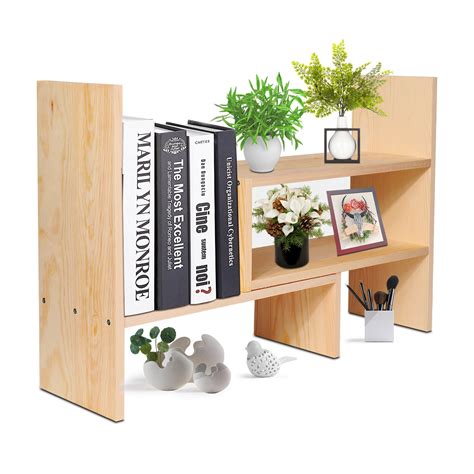 Natural Wooden Desktop Shelf Wood Caddy Desk Organizer Set Office