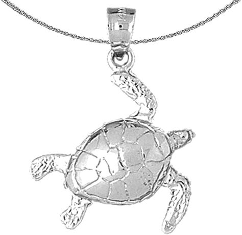 Amazon Com Jewels Obsession Gold Turtles Necklace 14K White Gold
