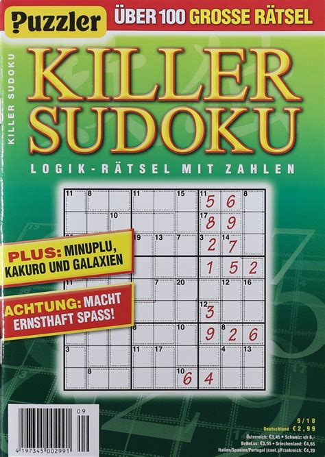 Free killer sudoku every day for your desktop, tablet, phone or to print! KILLER SUDOKU 9/2018 - Zeitungen und Zeitschriften online