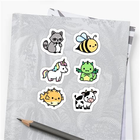 Cute Animal Sticker Pack 5 Sticker By Littlemandyart