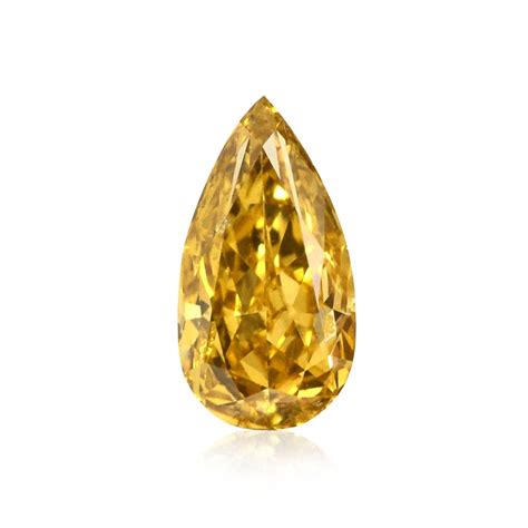 046 Carat Fancy Intense Brown Yellow Diamond Pear Shape Si1 Clarity