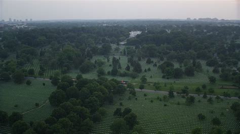 5k Aerial Video Flying Over Arlington National Cemetery Gravestones