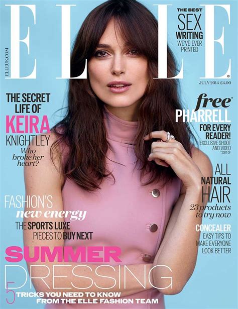 Keira Knightley Covers Elle Uk July 2014 In A Lilac Gucci Dress