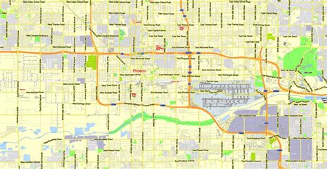 Phoenix Metro Area Pdf Map Arizona Exact Vector Street G View Level