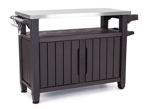 Outdoor Resin Bbq Serving Station Barbecue Cart Cabinet Prep Table