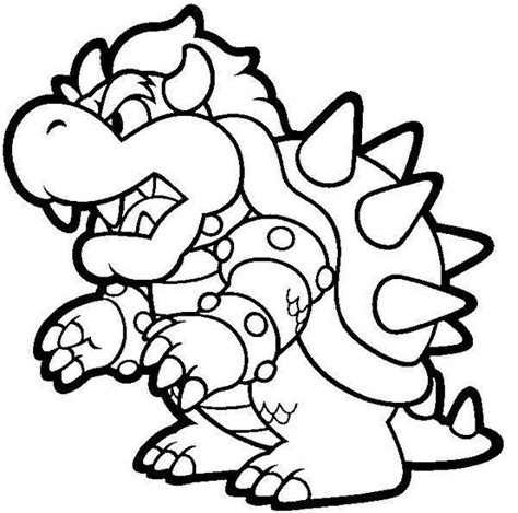 When bowser is in full fury, he can be pretty scary. Bowser Coloring Page For Kids | Mario bros para colorear ...