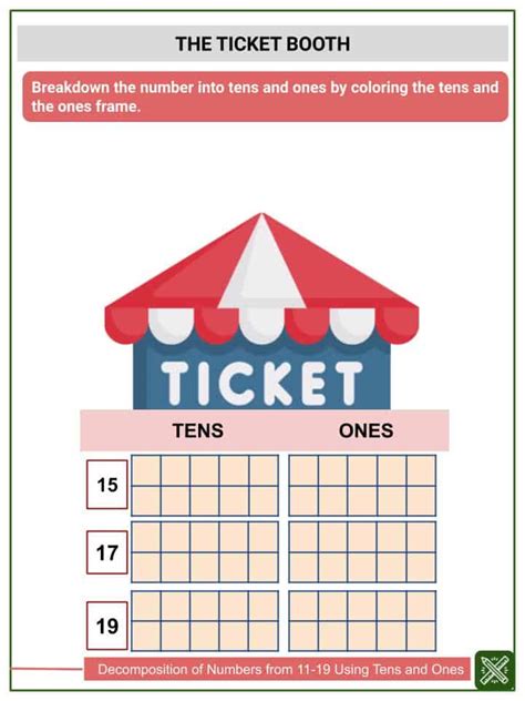 Decomposition of Numbers from 11-19 Kindergarten Math Worksheets