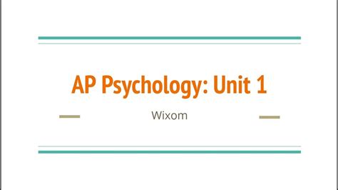 Ap Psychology Unit 1 Youtube