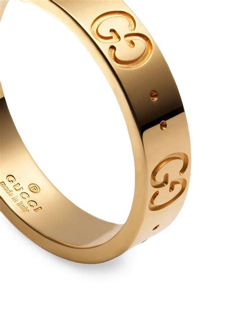 Gucci 18kt Yellow Gold Icon Logo Engraved Ring Modesens