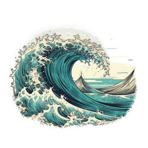Premium Ai Image Beach Wave Vector Illustration