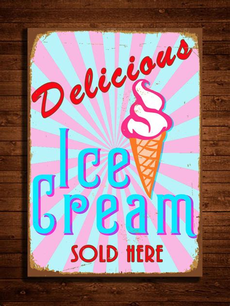 Ice Cream Sign Vintage Style Ice Cream Sign Ice Cream Etsy Ice