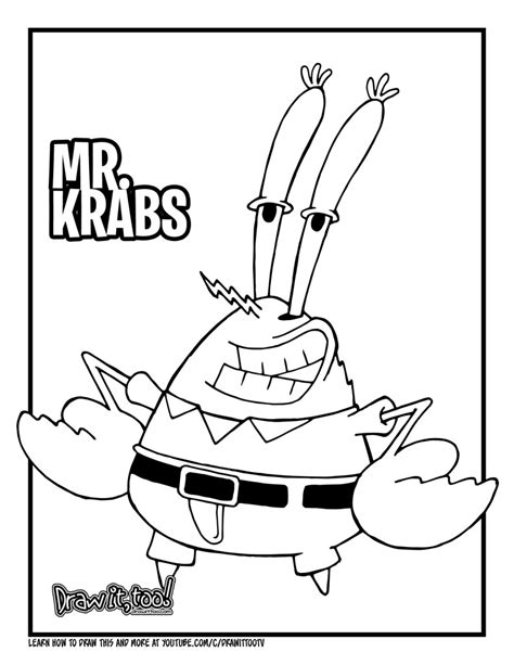 How To Draw Mr Krabs Spongebob Squarepants Drawing Tutorial Draw