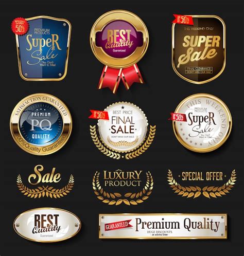 Premium Vector Luxury Premium Golden Badges And Labels