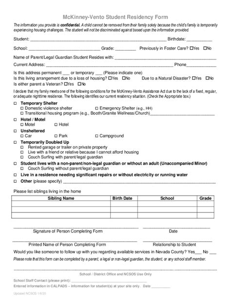 Fillable Online Residency Questionnaire Parentguardianstudent This
