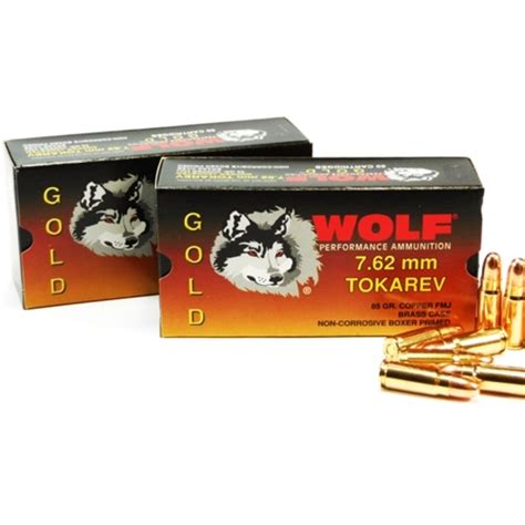 Wolf Gold 762x25mm Tokarev Ammo 85 Grain Full Metal Jacket