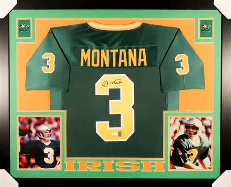 Joe Montana Signed Notre Dame Fighting Irish 35x43 Custom Framed Jersey
