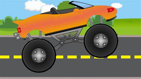 Orange Monster Truck Speed Car For Kids Learning Orange Color Youtube