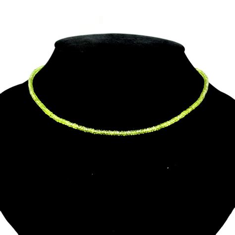 Natural Peridot Bead Necklace Ready To Wear Metal Clasp 17