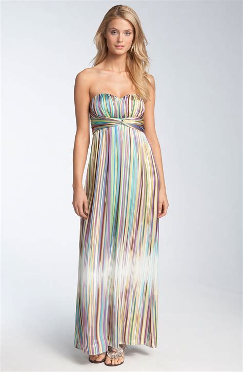 Jessica Simpson Sweetheart Charmeuse Maxi Dress In Multicolor Faded