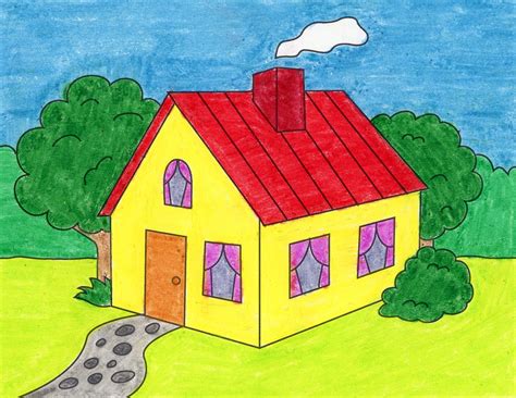 Cartoon House Drawing For Kids
