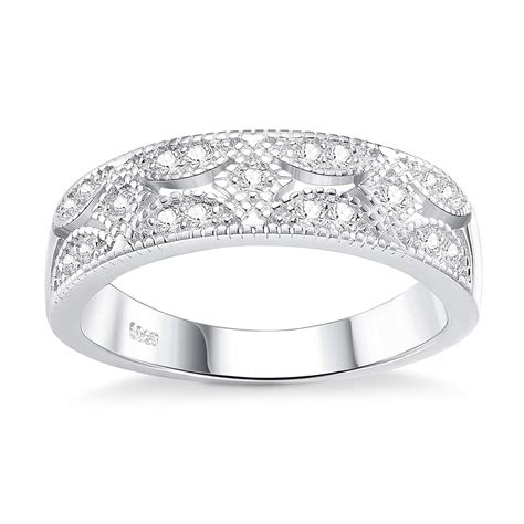 Buy Milacolato Sterling Silver Cz Eternity Band For Women Platinum