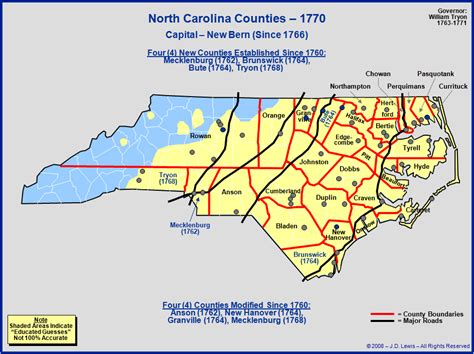 The Royal Colony Of North Carolina Counties As Of 1770