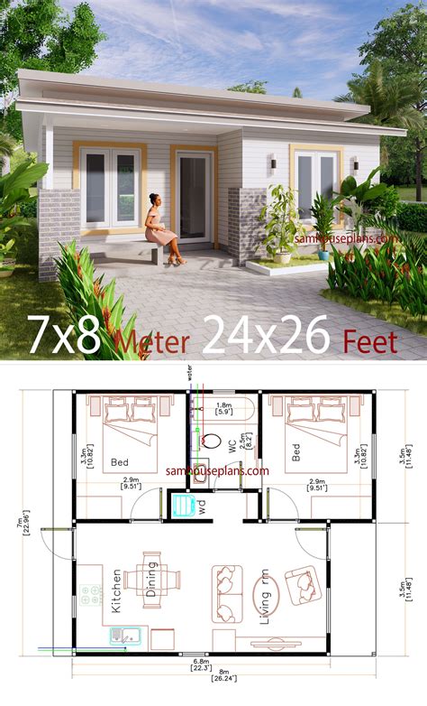 House Design 7x7 With 2 Bedrooms Full Plans House Plans 3d 5c5