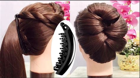 Big Hair Bun With Banana Clip Banana Clip Bun Hairstyle Youtube