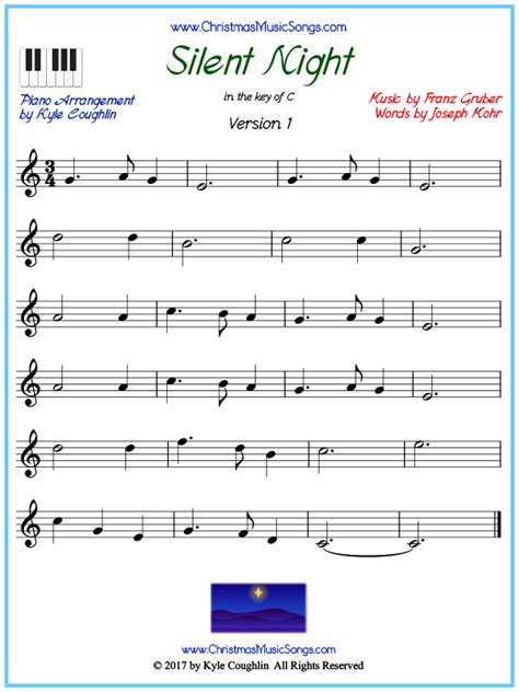 Silent night piano silent night is a 19th century austrian christmas carol that is one of the most recorded and performed christmas carols of all time. Beginner version of piano sheet music for Silent Night | Ноти