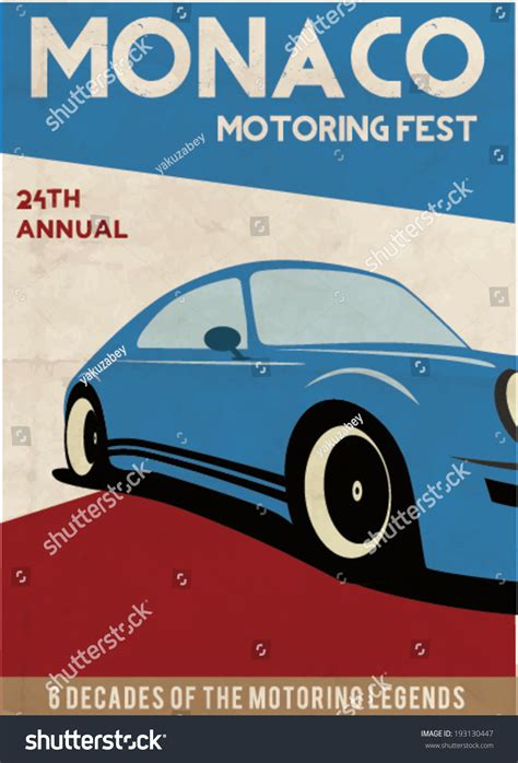 Vintage Car Poster Design Vector Illustration Stock Vector 193130447