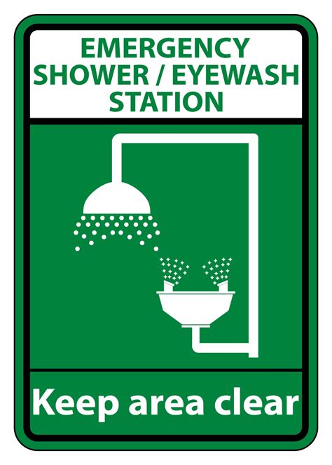 Shower Eyewash Station Sign Isolate On White Background Vector