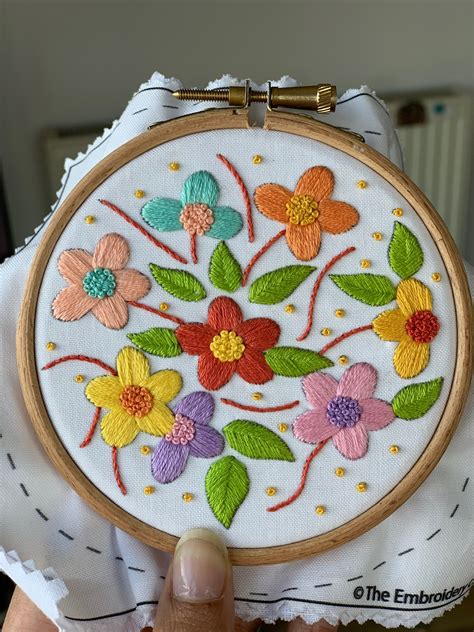 Floral Embroidery Kit Hand Embroidery Kit Flower Embroidery Etsy Uk