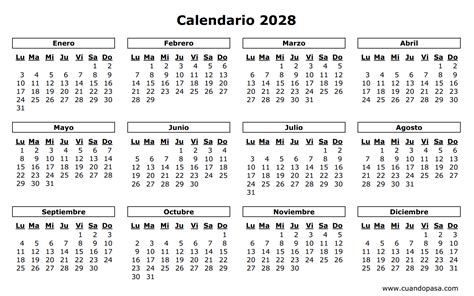 Calendario 2028