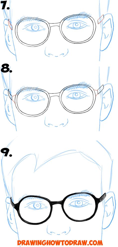 How To Draw Glasses On A Persons Face From All Angles Side Profile Front And Side Views