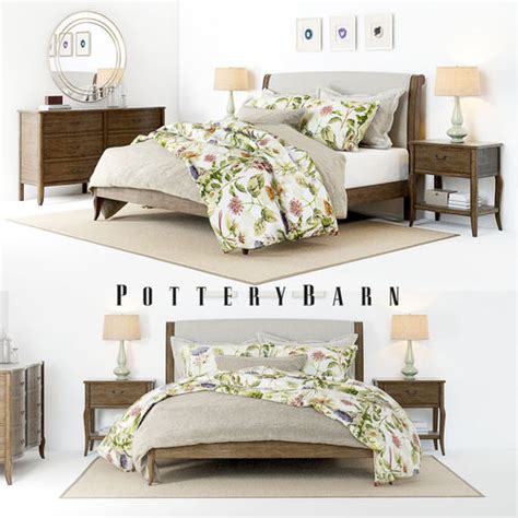 Spend this time at home to refresh your home decor style! Pottery Barn Calistoga Bedroom set 3D model | CGTrader