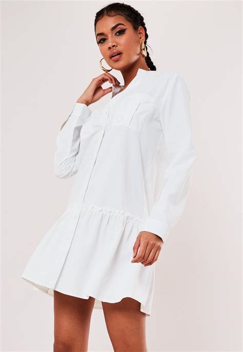 white-ruffle-hem-shirt-dress-missguided