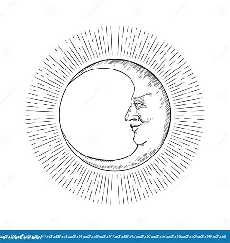 Vector Image Of A Crescent Moon Moon Face Stock Vector Illustration