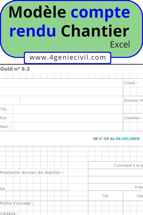 Compte Rendu De Chantier Gratuit Excel