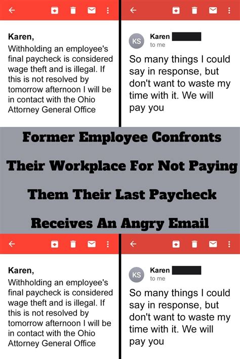 Former Employee Confronts Their Workplace For Not Paying Them Their Last Paycheck Receives An