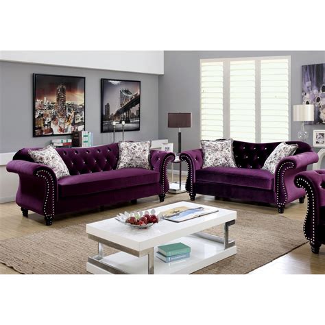 Furniture Of America Ileyna 2 Piece Sofa Set Elegant Living Room