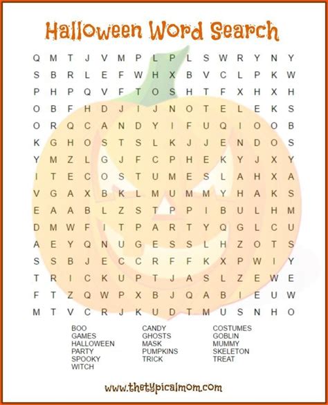 Halloween Word Search Printable · The Typical Mom