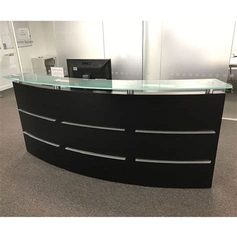 Black Reception Desk With Return And Glass Sign In Area Waiting Area