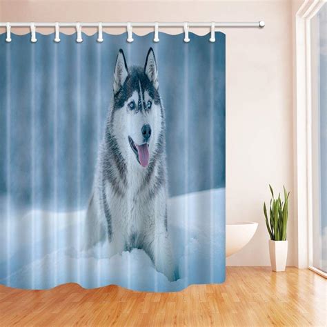 $2.00 coupon applied at checkout. BPBOP Animal Funny Husky Dog in Snow Polyester Fabric Bath ...